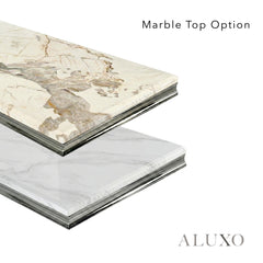 Lorens 160cm Marble Dining Table with Chrome 4-Leg Base – White | Cream