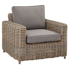 Amalfi 5-Seater Outdoor Furniture Set – Beige Rattan Sofa & Armchairs with Acacia Wood Coffee Table