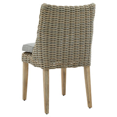 Amalfi Beige Outdoor Round Rattan Dining Chair – Weather-Resistant Woven Seat with Cushion