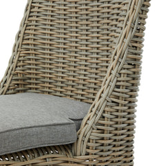 Amalfi Beige Outdoor Round Rattan Dining Chair – Weather-Resistant Woven Seat with Cushion