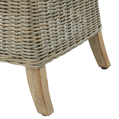 Capri Beige Outdoor Wicker Dining Chair – High Back with Acacia Wood Legs & Cushion