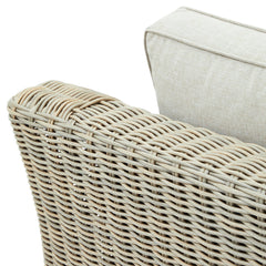 Capri Beige Outdoor Wicker Armchair – Deep Seat with Acacia Wood Legs & Olefin Cushion