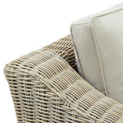 Capri Beige Outdoor Wicker Armchair – Deep Seat with Acacia Wood Legs & Olefin Cushion