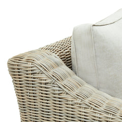 Capri Beige Outdoor Wicker 2-Seater Sofa – Acacia Wood Legs & Weatherproof Cushions