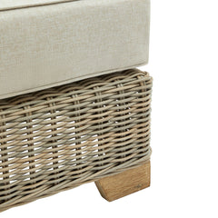 Capri Beige Outdoor Wicker Footstool – Acacia Wood Feet & Weatherproof Cushion