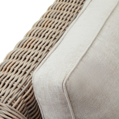 Capri Beige Outdoor 3-Seater Sofa – Woven HDPE Rattan with Acacia Wood Base