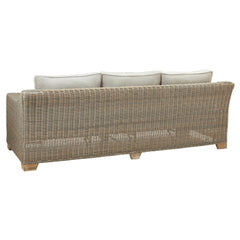 Capri Beige Outdoor 3-Seater Sofa – Woven HDPE Rattan with Acacia Wood Base