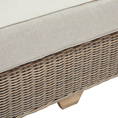 Capri Beige Outdoor 3-Seater Sofa – Woven HDPE Rattan with Acacia Wood Base