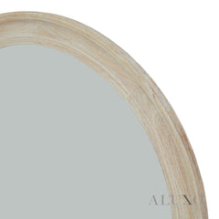 Orel Large Washed Wood Round Wall Mirror in Antique White - 120cm