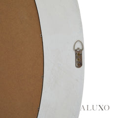 Orel Large Washed Wood Round Wall Mirror in Antique White - 120cm