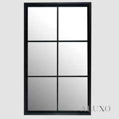 Torin Black Wood Large Window Wall Mirror - 150cm