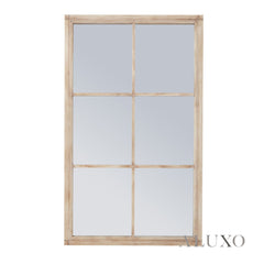 Torin Rustic Washed Wood Large Window Wall Mirror - 150cm