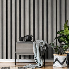 Acoustic Slatted Wall Panels 240 x 60cm - Ash Grey
