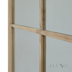 Torin Rustic Washed Wood XL Window Wall Mirror - 170cm
