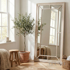 Torin Large Washed Wood Architectural Window Wall Mirror - 200cm