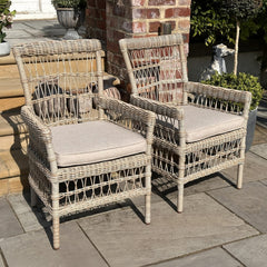 Provence Beige Rattan Outdoor Dining Chair – Provence Collection with Olefin Cushion