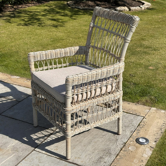 Provence Beige Rattan Outdoor Dining Chair – Provence Collection with Olefin Cushion