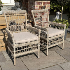 Provence Outdoor Rattan Dining Set – 6 Seater with Glass Top Table & Olefin Cushions