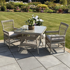 Provence Outdoor Rattan Dining Set – 4 Seater with Glass Top Table & Weather-Resistant Cushions
