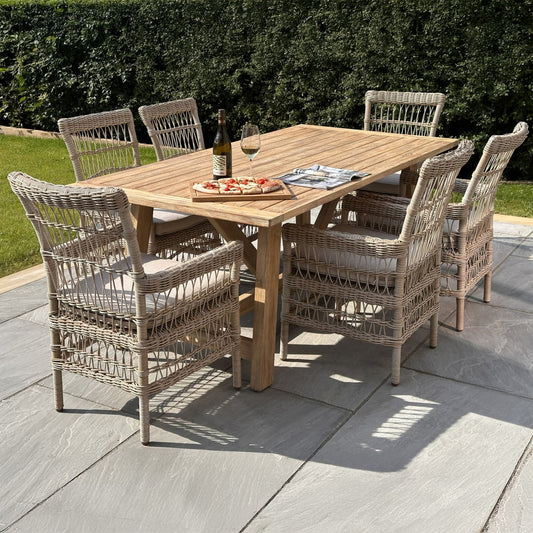 Provence Outdoor Large Dining Table – Acacia Wood 200cm Rustic Patio Centerpiece