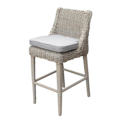Amalfi Outdoor Bar Stool with Beige Wicker and Olefin Cushion – Tall Garden Seating