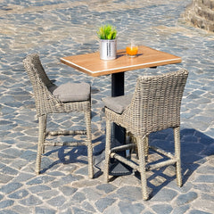 Amalfi Outdoor Bar Stool with Beige Wicker and Olefin Cushion – Tall Garden Seating