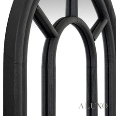 Torin Black Wood Tall Arched Window Wall Mirror - 170cm
