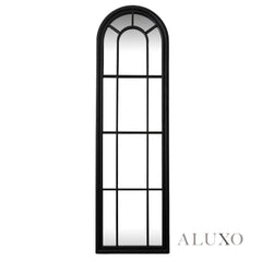 Torin Black Wood Tall Arched Window Wall Mirror - 170cm