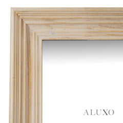 Lumi Large Washed Wood Wall Mirror with Stepped Frame - 180cm x 90cm