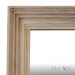 Lumi Medium Washed Wood Wall Mirror with Stepped Frame - 150cm x 80cm