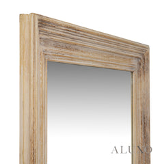 Lumi Small Washed Wood Wall Mirror with Stepped Frame - 120cm x 76cm