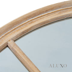 Torin Round Washed Wood Architectural Window Wall Mirror - 100cm