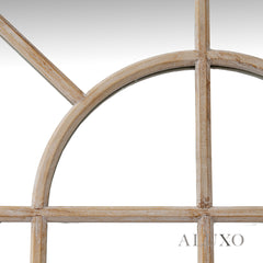 Torin Rustic Washed Wood Arched Window Wall Mirror - 135cm