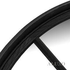 Torin Black Wood Round Architectural Window Wall Mirror - 100cm