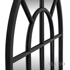 Torin Black Wood Arched Window Wall Mirror - 135cm