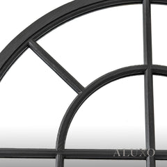 Torin Black Wood Arched Window Wall Mirror - 135cm