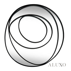 Brisa Black Sculptural Swirl Wall Mirror - 94cm x 87cm