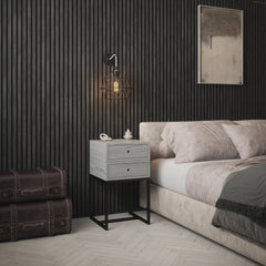 Acoustic Slatted Wall Panels 240 x 60cm - Charcoal Black