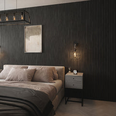 Acoustic Slatted Wall Panels 240 x 60cm - Charcoal Black