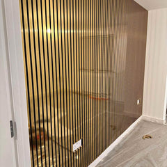 ALUXO® Acoustic Slatted Wall Panels 240 x 60cm - Gold Metallic