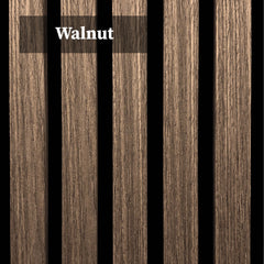 Acoustic Slatted Wall Panels 240 x 60cm - Walnut (Dark Oak)