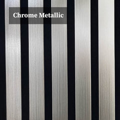 ALUXO® Acoustic Slatted Wall Panels 240 x 60cm - Chrome Metallic