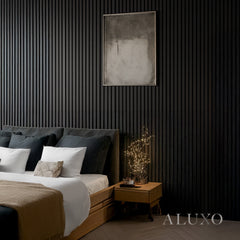 ALUXO® Acoustic Slatted Wall Panels 240 x 60cm - Charcoal Black