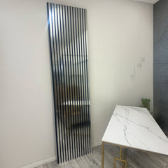 ALUXO® Acoustic Slatted Wall Panels 240 x 60cm - Chrome Metallic