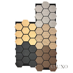 ALUXO® Acoustic Hexagon Wall Panel 70 x 60cm (Set of 4) - Light Oak