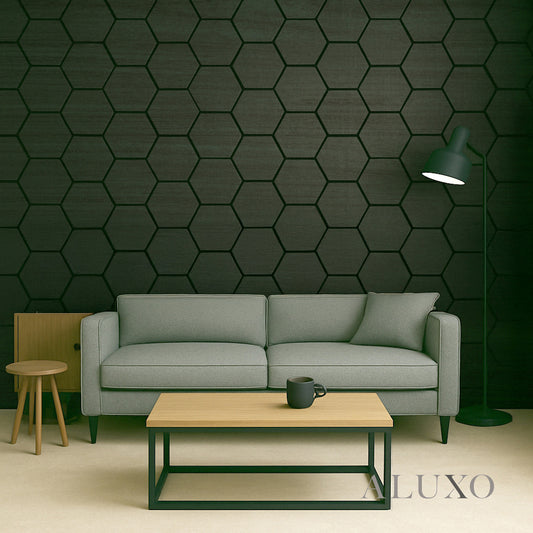 ALUXO® Acoustic Hexagon Wall Panel 70 x 60cm - Charcoal Black