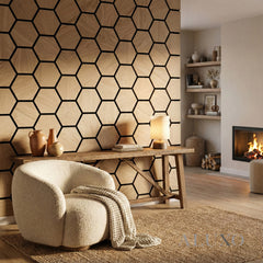 ALUXO® Acoustic Hexagon Wall Panel 70 x 60cm (Set of 4) - Light Oak