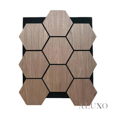 ALUXO® Acoustic Hexagon Wall Panel 70 x 60cm (Set of 4) - Walnut (Dark Oak)