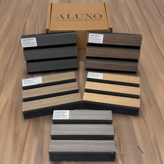 ALUXO® Acoustic Square Wall Panels 60 x 60cm (SET of 4) - Walnut (Dark Oak)
