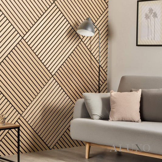ALUXO® Acoustic Square Wall Panels 60 x 60cm (SET of 4) - Light Oak